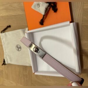 Hermes Kelly 18 Belt Mauve Pale Brand new authentic